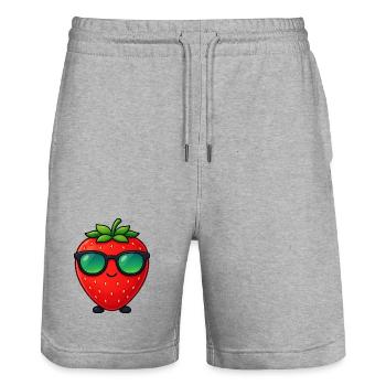 Kawaii Fraise avec lunettes de soleil Minimalisme - Short de jogging bio TRAINER Stanley/Stella unisexe - gris chiné - Devant - Nik (191cm) & Marisol (170cm)