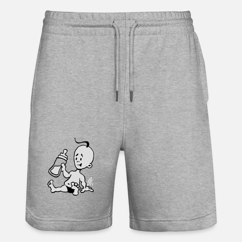 Bébé avec une bouteille de lait - Short de jogging bio TRAINER Stanley/Stella unisexe - gris chiné