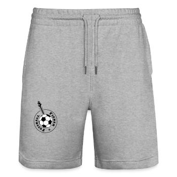 Fussball-Fieber (schwarz-weißer Ball) - Stanley/Stella Unisex Bio Joggingshorts Trainer  - Grau meliert - Vorne - Nik (191cm) & Marisol (170cm)