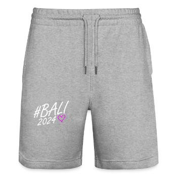 Bali 2024 Herz Reise - Stanley/Stella Unisex Bio Joggingshorts Trainer  - Grau meliert - Vorne - Nik (191cm) & Marisol (170cm)