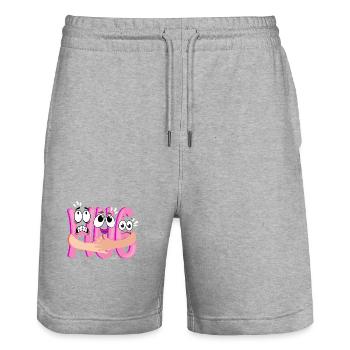Pink Cartoon Kuscheln - Humorvoll - Stanley/Stella Unisex Bio Joggingshorts Trainer  - Grau meliert - Vorne - Nik (191cm) & Marisol (170cm)