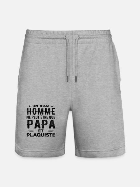 En rigtig mand er kun far og gips - Stanley/Stella Trainer økologiske unisex joggingshorts - grå meleret