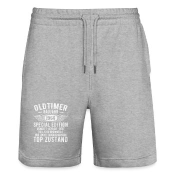 1964 Jahrgang Geburtstag Vintage Retro Geschenk - Stanley/Stella Unisex Bio Joggingshorts Trainer  - Grau meliert - Vorne - Nik (191cm) & Marisol (170cm)