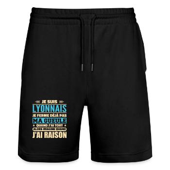 Lyonnais humor I won't shut my mouth - Stanley/Stella Trainer Unisex Organic Jogging Shorts - black - Front - Nik (191cm) & Marisol (170cm)