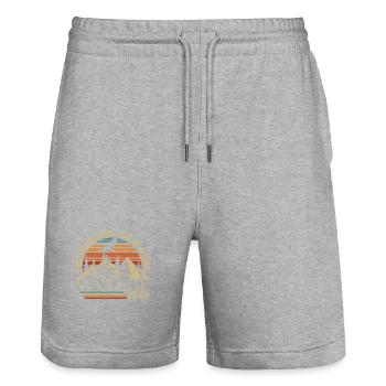 2000 Jahrgang 2000 Retro 2000 Jubiläumsgeschenk - Stanley/Stella Unisex Bio Joggingshorts Trainer  - Grau meliert - Vorne - Nik (191cm) & Marisol (170cm)