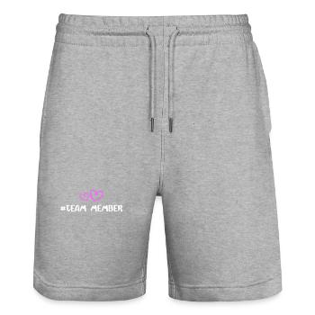 Team Member Heart Love - Stanley/Stella Trainer Unisex Organic Jogging Shorts - heather grey - Front - Nik (191cm) & Marisol (170cm)