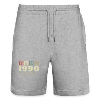 Vintage, 1990er Jahre, Original 1990er Jahre, Geburtstagsgeschenk - Stanley/Stella Unisex Bio Joggingshorts Trainer  - Grau meliert - Vorne - Nik (191cm) & Marisol (170cm)