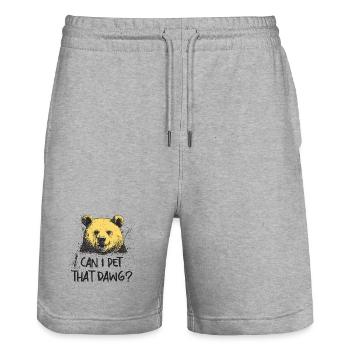 Can I Pet That Dog Bear Meme Funny Dog - Stanley/Stella Trainer Unisex Organic Jogging Shorts - heather grey - Front - Nik (191cm) & Marisol (170cm)