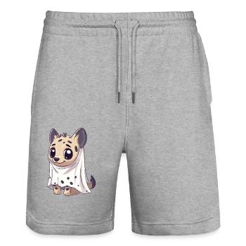 Hyène Halloween Bande dessinée Fantôme - Short de jogging bio TRAINER Stanley/Stella unisexe - gris chiné - Devant - Nik (191cm) & Marisol (170cm)