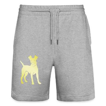 Pinscher Dog Silhouette - Stanley/Stella Trainer Unisex Organic Jogging Shorts - heather grey - Front - Nik (191cm) & Marisol (170cm)