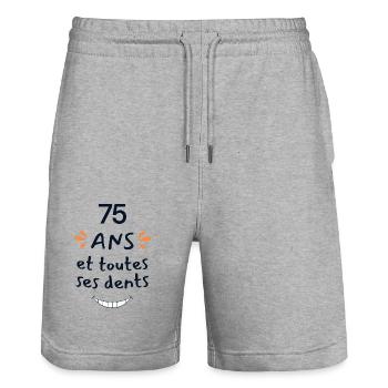 75 Years Humor Gift 75 Years Anniversary - Stanley/Stella Trainer Unisex Organic Jogging Shorts - heather grey - Front - Nik (191cm) & Marisol (170cm)