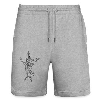 Berlin Victory Column - Stanley/Stella Trainer Unisex Organic Jogging Shorts - heather grey - Front - Nik (191cm) & Marisol (170cm)