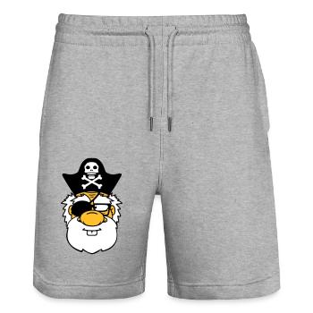 head face pirate captain sailor sailor sae - Stanley/Stella Trainer Unisex Organic Jogging Shorts - heather grey - Front - Nik (191cm) & Marisol (170cm)