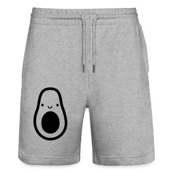 avocat petit doux visage yeux bouche petit niedl - Short de jogging bio TRAINER Stanley/Stella unisexe - gris chiné - Devant - Nik (191cm) & Marisol (170cm)