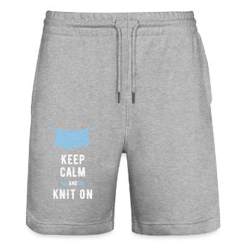Stricken Spruch, lustiger Spruch, Keep-Calm - Stanley/Stella Unisex Bio Joggingshorts Trainer  - Grau meliert - Vorne - Nik (191cm) & Marisol (170cm)