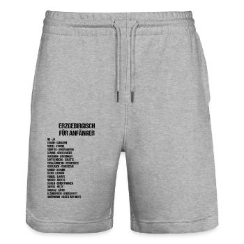 Erzgebirgisch für Anfänger - Stanley/Stella Unisex Bio Joggingshorts Trainer  - Grau meliert - Vorne - Nik (191cm) & Marisol (170cm)