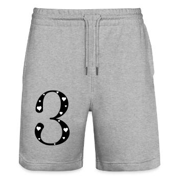 3 Geburtstag mit Herz - Stanley/Stella Unisex Bio Joggingshorts Trainer  - Grau meliert - Vorne - Nik (191cm) & Marisol (170cm)