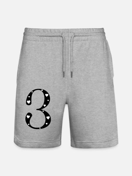 3 Birthday with heart - Stanley/Stella Trainer Unisex Organic Jogging Shorts - heather grey