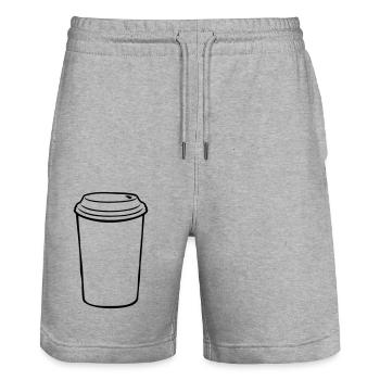 Becher Kaffee to go - Stanley/Stella Unisex Bio Joggingshorts Trainer  - Grau meliert - Vorne - Nik (191cm) & Marisol (170cm)