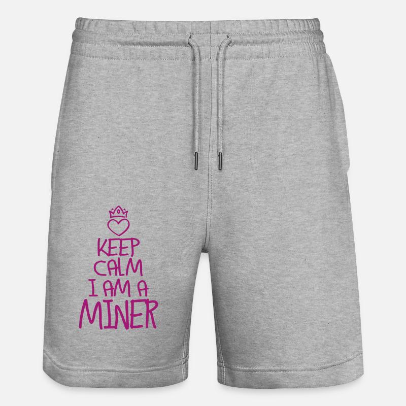 Keep Calm Bergwerkarbeiter - Stanley/Stella Unisex Bio Joggingshorts Trainer  - Grau meliert
