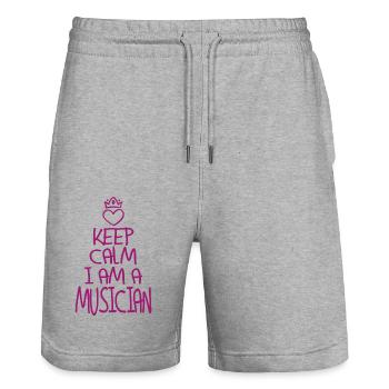 Keep Calm Musicien Cool Musicien Cadeau - Short de jogging bio TRAINER Stanley/Stella unisexe - gris chiné - Devant - Nik (191cm) & Marisol (170cm)