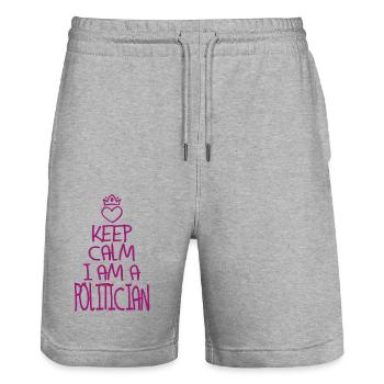 Keep Calm Politician Cool Politician Gift - Stanley/Stella Trainer Unisex Organic Jogging Shorts - heather grey - Front - Nik (191cm) & Marisol (170cm)