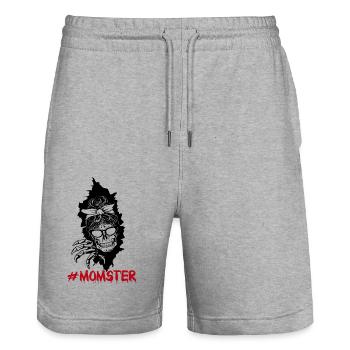 Momster Mama Schädel Skull Halloween - Stanley/Stella Trainer Unisex Organic Jogging Shorts - heather grey - Front - Nik (191cm) & Marisol (170cm)