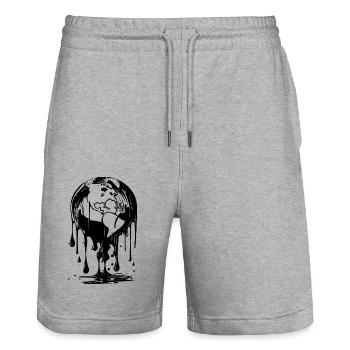 Tropfender Planet Erde Ozean und Kontinent Style - Stanley/Stella Unisex Bio Joggingshorts Trainer  - Grau meliert - Vorne - Nik (191cm) & Marisol (170cm)