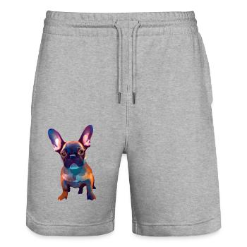 Bulldog dog dog owner dogs dog owner - Stanley/Stella Trainer Unisex Organic Jogging Shorts - heather grey - Front - Nik (191cm) & Marisol (170cm)