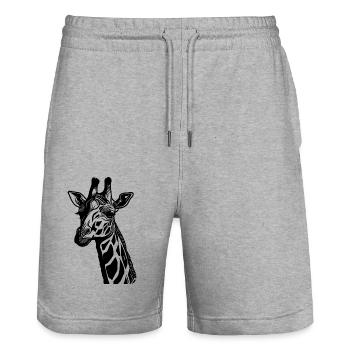 Girafe mignonne avec un look mignon - Short de jogging bio TRAINER Stanley/Stella unisexe - gris chiné - Devant - Nik (191cm) & Marisol (170cm)