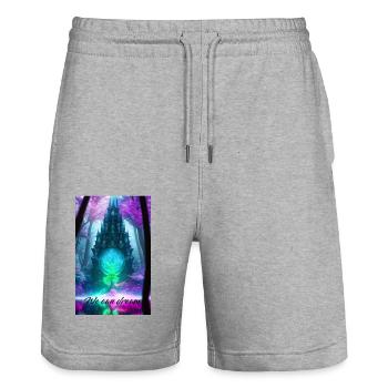 Wir dürfen träumen - Stanley/Stella Unisex Bio Joggingshorts Trainer  - Grau meliert - Vorne - Nik (191cm) & Marisol (170cm)