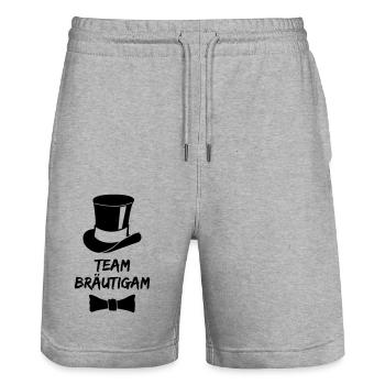 team bräutigam 01 - Stanley/Stella Unisex Bio Joggingshorts Trainer  - Grau meliert - Vorne - Nik (191cm) & Marisol (170cm)