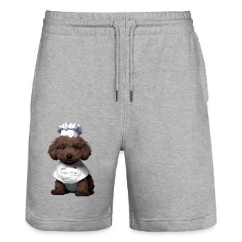 Caniche Restaurateur Chien Propriétaire Chien Amour Caniche Chiot - Short de jogging bio TRAINER Stanley/Stella unisexe - gris chiné - Devant - Nik (191cm) & Marisol (170cm)