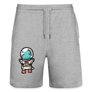 hugadino astronaut T-Rex, dino, cute dinosaur - Stanley/Stella Trainer Unisex Organic Jogging Shorts - heather grey - Front - Nik (191cm) & Marisol (170cm)