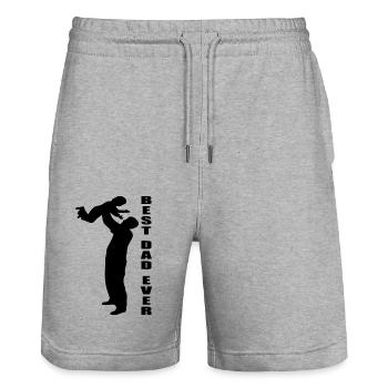 Father Dad Family Father's Day Sayings - Stanley/Stella Trainer Unisex Organic Jogging Shorts - heather grey - Front - Nik (191cm) & Marisol (170cm)