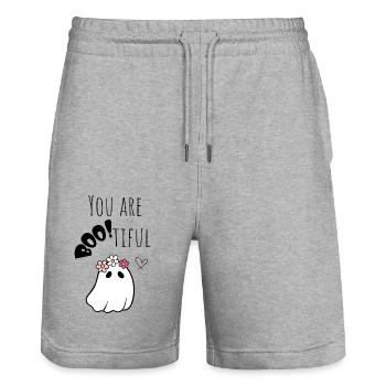 Halloween Geist "you are bootiful" Comic schwarz - Stanley/Stella Unisex Bio Joggingshorts Trainer  - Grau meliert - Vorne - Nik (191cm) & Marisol (170cm)