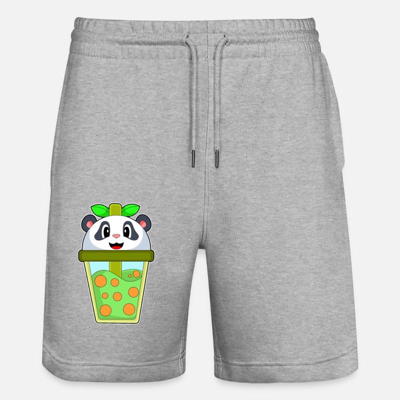 Panda Bubble Tea - Stanley/Stella Trainer Unisex Organic Jogging Shorts - heather grey