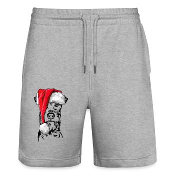 Santa Irish Terrier Christmas Dogs Wilsigns - Stanley/Stella Trainer Unisex Organic Jogging Shorts - heather grey - Front - Nik (191cm) & Marisol (170cm)