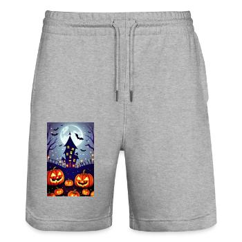 Halloween Party_1 - Stanley/Stella Unisex Bio Joggingshorts Trainer  - Grau meliert - Vorne - Nik (191cm) & Marisol (170cm)