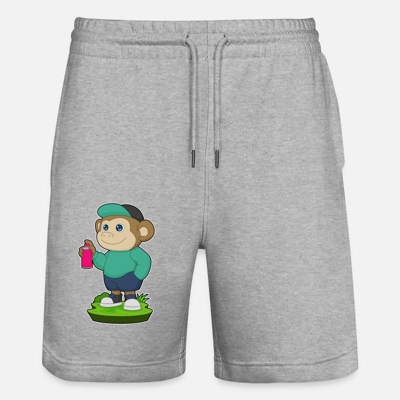 Monkey Painter Spray - Stanley/Stella Trainer Unisex Organic Jogging Shorts - heather grey