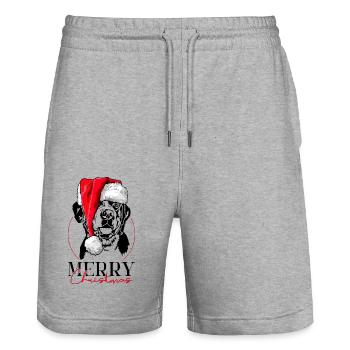 Père Noël Grand Bouvier Suisse Joyeux Noël - Short de jogging bio TRAINER Stanley/Stella unisexe - gris chiné - Devant - Nik (191cm) & Marisol (170cm)