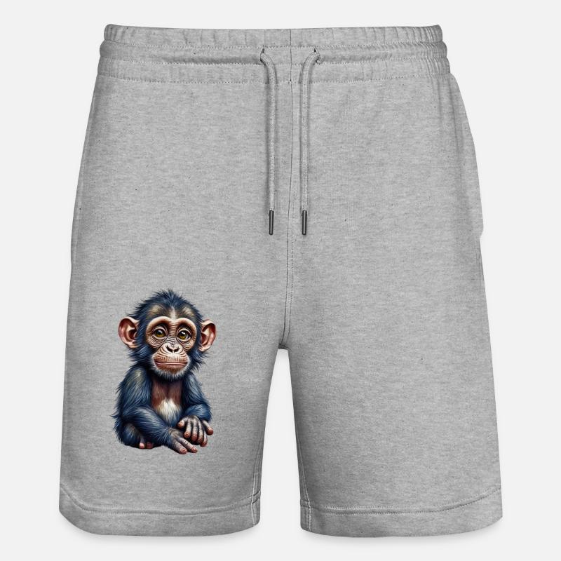 Monkey monkey - Stanley/Stella Trainer Unisex Organic Jogging Shorts - heather grey