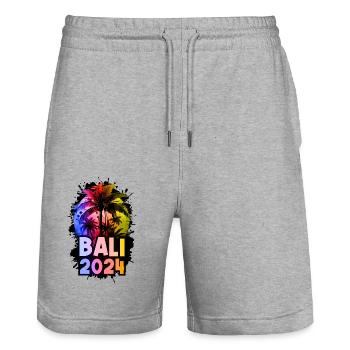 Bali 2024 Urlaub Bunt - Stanley/Stella Unisex Bio Joggingshorts Trainer  - Grau meliert - Vorne - Nik (191cm) & Marisol (170cm)