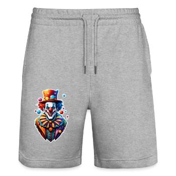 Clown / Zirkus / Fasching / Karneval / verspielt - Stanley/Stella Unisex Bio Joggingshorts Trainer  - Grau meliert - Vorne - Nik (191cm) & Marisol (170cm)
