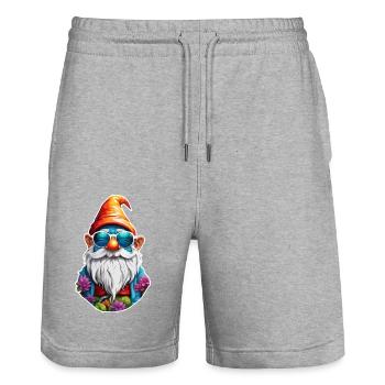 Gartenzwerg / Märchenland / Kobold / Gnom / Logo - Stanley/Stella Unisex Bio Joggingshorts Trainer  - Grau meliert - Vorne - Nik (191cm) & Marisol (170cm)