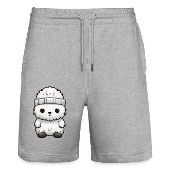 Eisbär Tier Baby Comic Polar Bär - Stanley/Stella Unisex Bio Joggingshorts Trainer  - Grau meliert - Vorne - Nik (191cm) & Marisol (170cm)