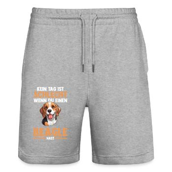 Dog Beagle - Stanley/Stella Trainer Unisex Organic Jogging Shorts - heather grey - Front - Nik (191cm) & Marisol (170cm)