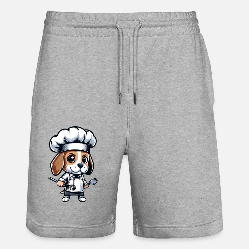Cute Beagle Chef Comic Design - Stanley/Stella Trainer Unisex Organic Jogging Shorts - heather grey