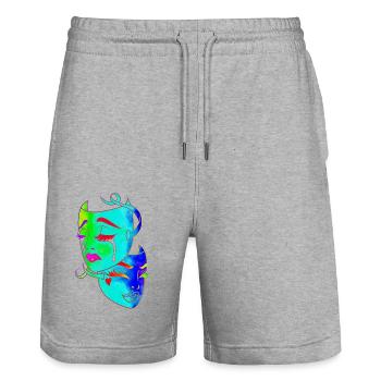 Beautiful female paint art Face colorful woman - Stanley/Stella Trainer Unisex Organic Jogging Shorts - heather grey - Front - Nik (191cm) & Marisol (170cm)