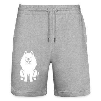 Chien Samoyède - Short de jogging bio TRAINER Stanley/Stella unisexe - gris chiné - Devant - Nik (191cm) & Marisol (170cm)